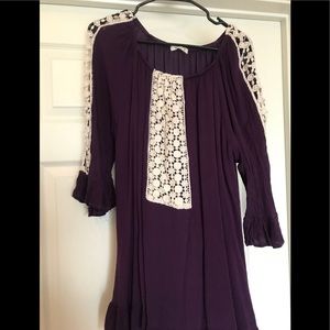 Purple and Cream Crochet Tunic